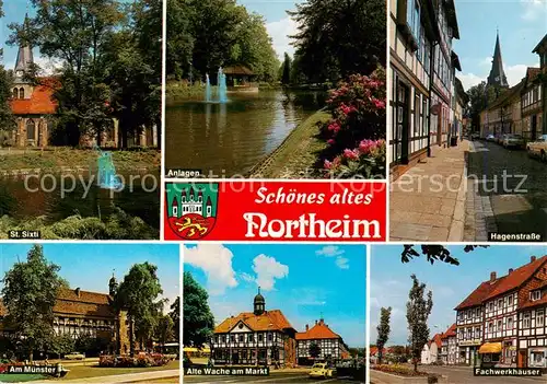 AK / Ansichtskarte 73839693 Northeim St Sixti Anlagen Hagenstrasse Am Muenster Alte Wache am Markt Fachwerkhaeuser Northeim