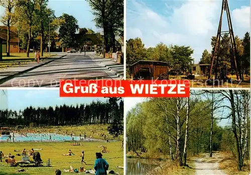 AK / Ansichtskarte 73839793 Wietze_Celle Strassenpartie oelturm Freibad Waldweg Wietze_Celle