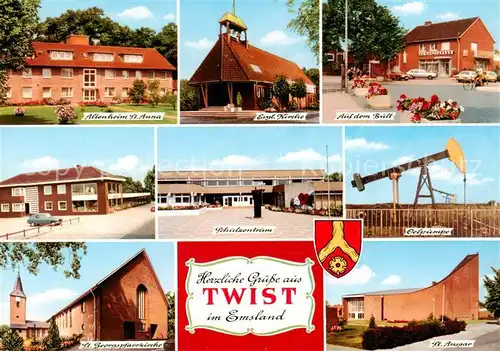 AK / Ansichtskarte Twist_Emsland Altenheim Kirche Auf dem Buelt Schulzentrum oelpumpe 