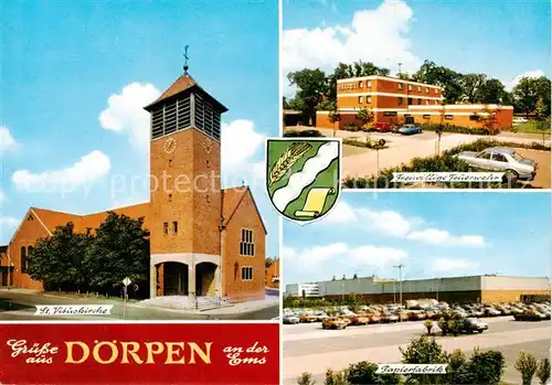 AK / Ansichtskarte Doerpen St. Vituskirche Feuerwehr Papierfabrik Doerpen