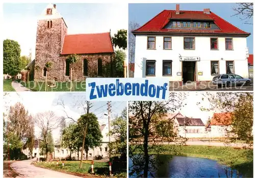 AK / Ansichtskarte 73840071 Landsberg_Saale OT Zwebendorf Kirche Landgasthof Zwebendorf Teich Landsberg_Saale