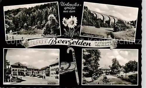 AK / Ansichtskarte 73840191 Beerfelden_Odenwald Waldseebad Wimbaechel Viadukt Metzkeil Jagdschloss Kraehenberg Beerfelden Odenwald