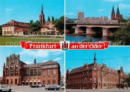 AK / Ansichtskarte 73840214 Frankfurt_Oder Gertraudenplatz mit Gertraud Kirche Friedensbruecke Rathaus Postgebaeude Frankfurt Oder