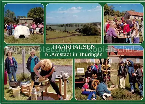 AK / Ansichtskarte Haarhausen_Wachsenburggemeinde Roemischer Toepferofen Panorama Grabungs und Freizeitgelaende Toepfern mit Hand Toepfern mit Drehscheibe Weben Haarhausen