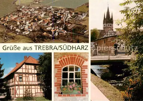 AK / Ansichtskarte Trebra_Sondershausen Fliegeraufnahme Fachwerkhaus Fenster Kirche Trebra Sondershausen