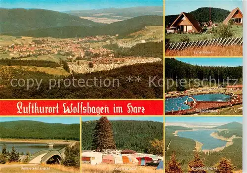 AK / Ansichtskarte Wolfshagen_Harz Panorama Ferienhaeuser Schwimmbad Innerstetalsperre Campingplatz Granetalsperre Wolfshagen Harz