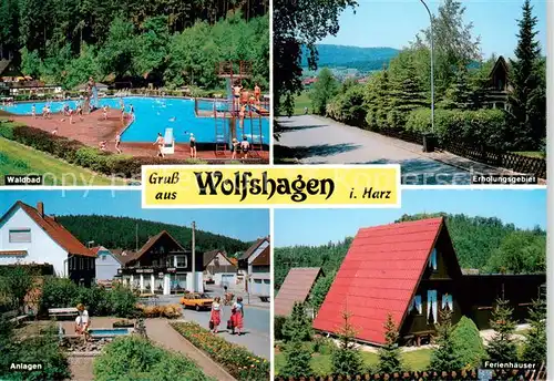 AK / Ansichtskarte Wolfshagen_Harz Waldbad Erholungsgebiet Anlagen Ferienhaeuser Wolfshagen Harz