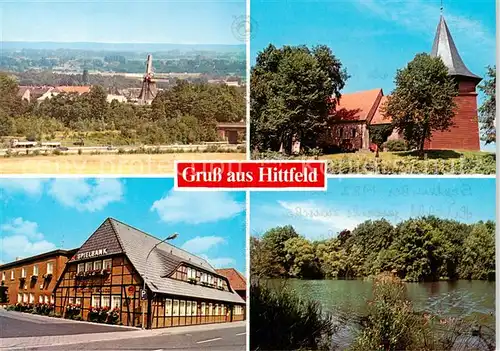 AK / Ansichtskarte Hittfeld Panorama Kirche Spielbank Teich Hittfeld