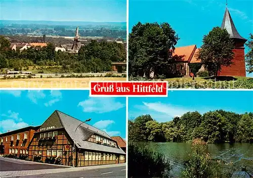 AK / Ansichtskarte Hittfeld Panorama Kirche Spielbank Teich Hittfeld