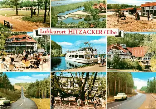 AK / Ansichtskarte Hitzacker_Elbe Kurmittelhaus Blick vom Weinberg Gasthaus Elbuferstrasse MS Stadt Hitzacker Riesenkastanie Waldfrieden  Hitzacker Elbe