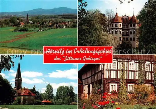 AK / Ansichtskarte 73840746 Hoernitz_Zittau Panorama Barockschloss Althoernitz Kirche Umgebindehaus Hoernitz Zittau