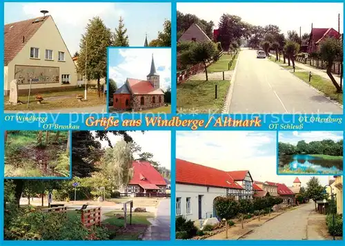 AK / Ansichtskarte Windberge Motiv mit Dorfkirche OT Ottersdorf Brunkau Tangerquelle Schleuss Windberge