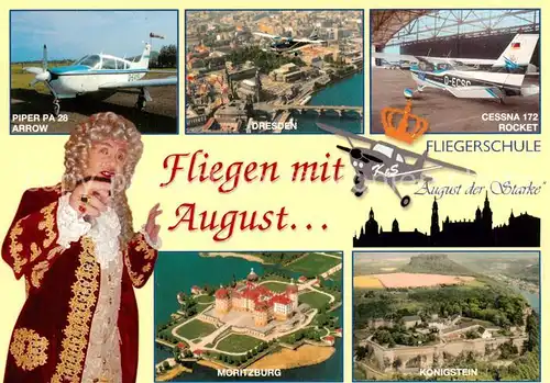 AK / Ansichtskarte Dresden_Elbe Luftbild Fliegerschule August der Starke Flugplaetze Grossenhain und Kamenz Piper PA 28 Arrow Cessna 172 Rocket 