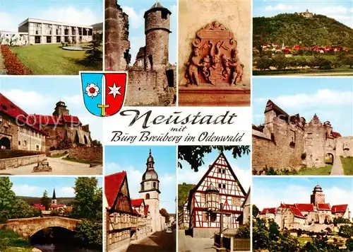 AK / Ansichtskarte Neustadt_Odenwald Burg Breuberg Schule Steinbruecke Fachwerkhaus Neustadt_Odenwald