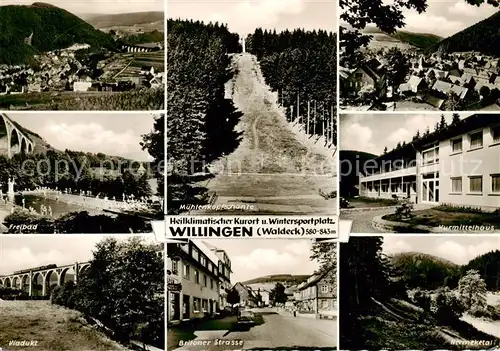 AK / Ansichtskarte Willingen_Sauerland Panorama Freibad Muehlenkopfschanz Viadukt Hermeketal Willingen_Sauerland