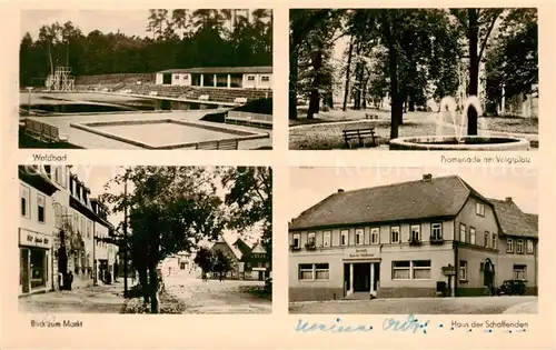 AK / Ansichtskarte Blankenhain_Thueringen Waldbad Promenade am Voigtplatz Blick zum Markt Haus der Schaffenden Blankenhain_Thueringen