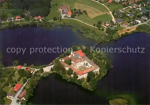 AK / Ansichtskarte Seeon_Klostersee Fliegeraufnahme mit Kloster Seeon Seeon_Klostersee