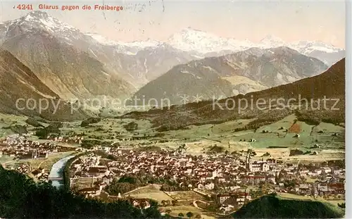 AK / Ansichtskarte Glarus_GL Panorama mit den Freibergen Glarus_GL