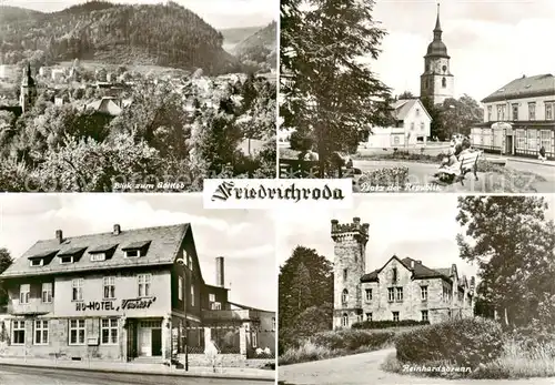 AK / Ansichtskarte 73842062 Friedrichroda Panorama Blick zum Gottlob Platz der Republik Kirche HO Hotel Tourist Reinhardsbrunn Friedrichroda