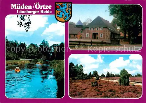 AK / Ansichtskarte 73842321 Mueden_oertze Gondelteich Fachwerkhaus Heidelandschaft Mueden oertze