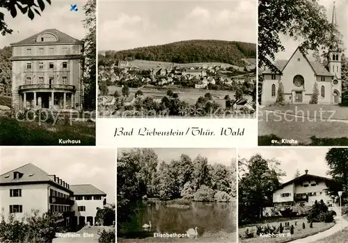 AK / Ansichtskarte Bad_Liebenstein Kurhaus Panorama Ev Kirche Kurheim Else Elisabethpark Klubhaus II Bad_Liebenstein