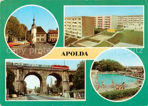 AK / Ansichtskarte Apolda Markt Neubaugebiet Viadukt Schwimmbad Apolda