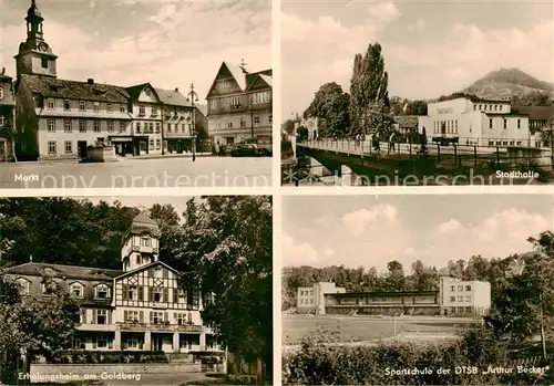 AK / Ansichtskarte Bad_Blankenburg Markt Stadthalle Erholungsheim am Goldberg Sportschule des DTSB Arthur Becker Bad_Blankenburg