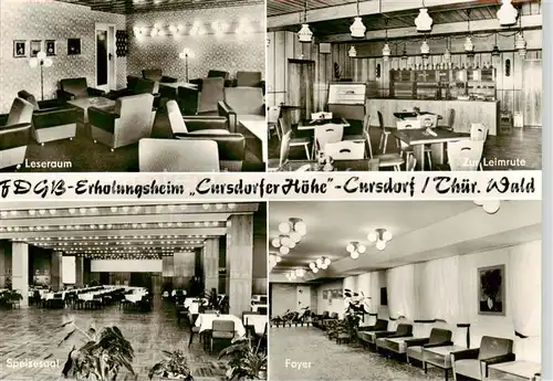 AK / Ansichtskarte 73842810 Cursdorf FDGB Erholungsheim Cursdorfer Hoehe Leseraum Zur Leimrute Speisesaal Foyer Cursdorf