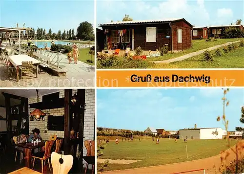 AK / Ansichtskarte 73842811 Dachwig Freibad Bungalowsiedlung Eiscafe Zum alten Backs Stadion Dachwig