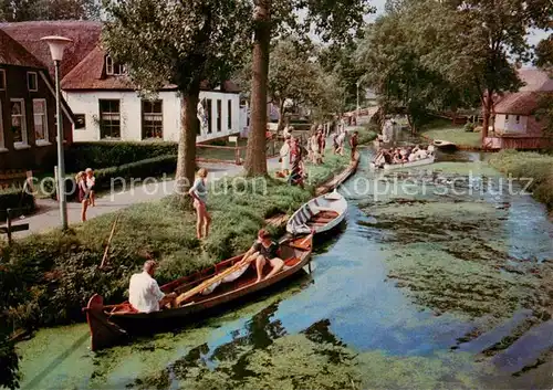 AK / Ansichtskarte Giethoorn_NL Am Kanal Bootspartien 