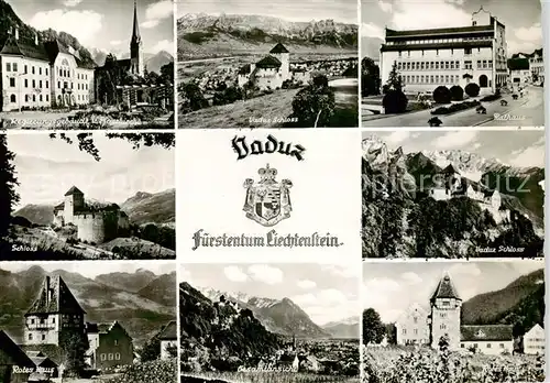 AK / Ansichtskarte Vaduz_Liechtenstein_FL Regierungsgebaeude Schloss Rathaus Rotes Haus Panorama 