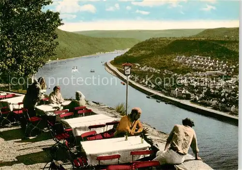 AK / Ansichtskarte 73843678 Kamp-Bornhofen_Rhein Restaurant Burg Sterrenberg Terrasse 