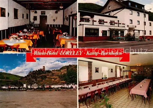 AK / Ansichtskarte 73845196 Kamp-Bornhofen_Rhein Rhein Hotel Loreley Gaststube Festtafel Panorama 