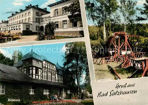 AK / Ansichtskarte 73845288 Bad_Salzhausen Kurhaus Badehaus Wasserrad Bad_Salzhausen