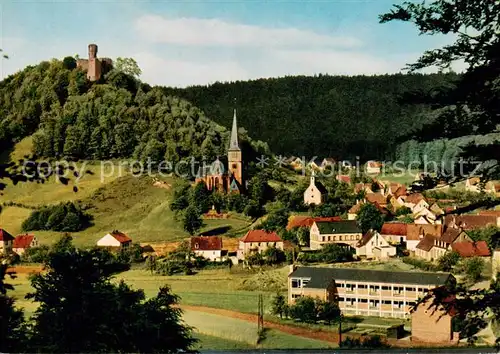 AK / Ansichtskarte 73845390 Hohenecken Ortsansicht mit Kirche und Burgruine Hohenecken