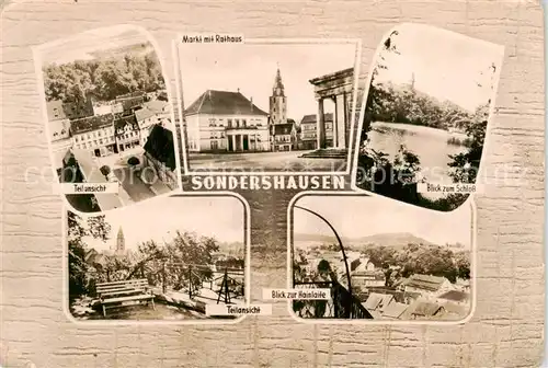 AK / Ansichtskarte Sondershausen_Thueringen Teilansicht Markt Rathaus Schlossblick Hainlaite Sondershausen Thueringen