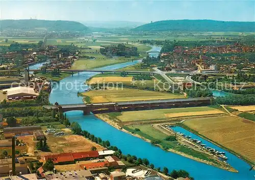 AK / Ansichtskarte Minden__Westfalen_Weser Blick ueber das Wasserstrassenkreuz Weser Mittellandkanal auf die Westfaelische Pforte 