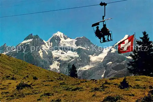 AK / Ansichtskarte Sessellift_Chairlift_Telesiege Sesselbahn Kandersteg Oeschinen Bluemlisalp 