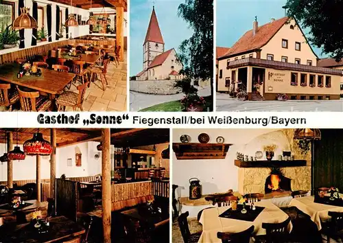 AK / Ansichtskarte 73846017 Weissenburg__Bayern Gasthof Sonne Gastraeume Kirche Kaminzimmer 