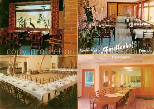 AK / Ansichtskarte 73846221 Huenzingen Restaurant Pension Forellenhof Gaststube Festhalle Kegelbahn Huenzingen