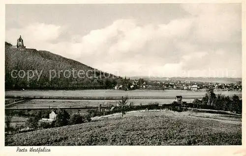 AK / Ansichtskarte Porta_Westfalica Panorama mit Kaiser Wilhelm Denkmal Porta_Westfalica