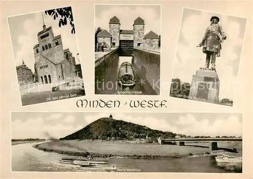 AK / Ansichtskarte 73846768 Minden__Westfalen_Weser 1000jaehriger Dom Schachtschleuse Der Grosse Kurfuerst Porta Westfalica 