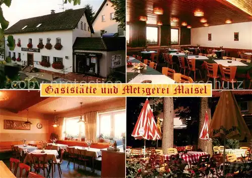 AK / Ansichtskarte 73847563 Bayreuth Gaststaette Metzgerei Maisel Gastraum Terrasse Bayreuth