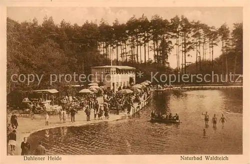 AK / Ansichtskarte 73848837 Dahlener-Heide_Dahlen_Sachsen Naturbad Waldteich 