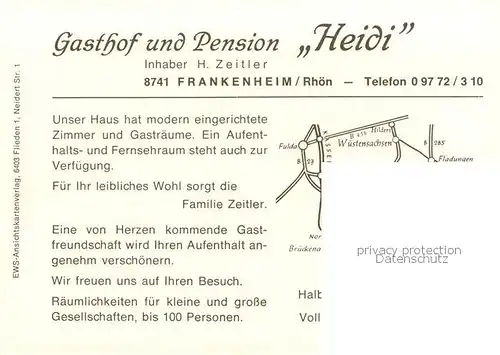 AK / Ansichtskarte 73849465 Frankenheim_Unterfranken Gasthof Pension Heide Gastraum Frankenheim Unterfranken