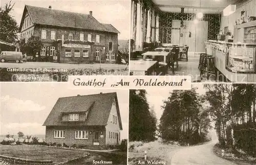 AK / Ansichtskarte 73849966 Suedfelde_Minden_Westfalen Gasthof Am Waldesrand Gastraum Sparkasse Waldweg Suedfelde_Minden_Westfalen