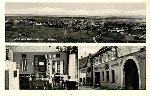 AK / Ansichtskarte 73850414 Kallstadt_Rheinland-Pfalz Panorama Luftbild Café Conditorei Weinstube Kallstadt_Rheinland-Pfalz