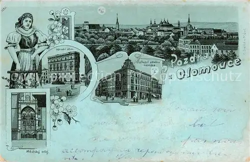 AK / Ansichtskarte 73850667 Olomouc_Olmuetz_CZ Panorama Narodni dum Mestsky erloj Ustredni zalozna rolnicka 