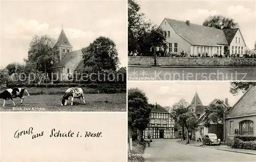 AK / Ansichtskarte 73850833 Schale Blick zur Kirche Volksschule Dorfmotiv Schale