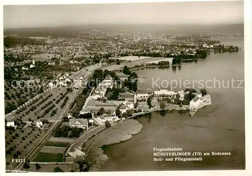 AK / Ansichtskarte  Muensterlingen_TG Fliegeraufnahme mit Heil und Pflegeanstalt am Bodensee Muensterlingen_TG